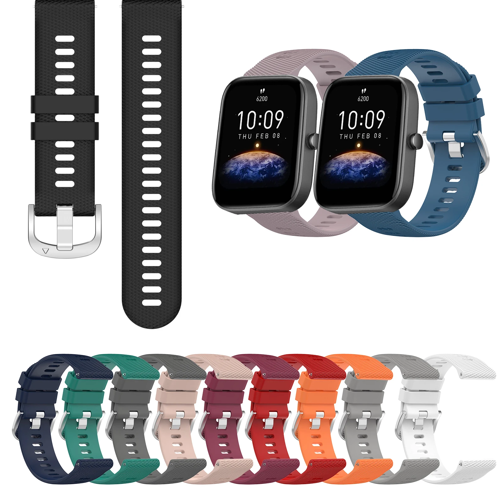 

Силиконовый ремешок для Huami Amazfit Bip5 Bip3 Bip 3 5 Lite S U Pro, простой цветной смарт-браслет