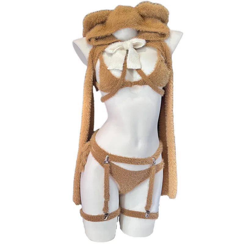 

New Brown Bear Soft Mink Fur High-end Cosplay Costume for Private Photo Shoot Role Play Outfit with Gloves and Socks Included