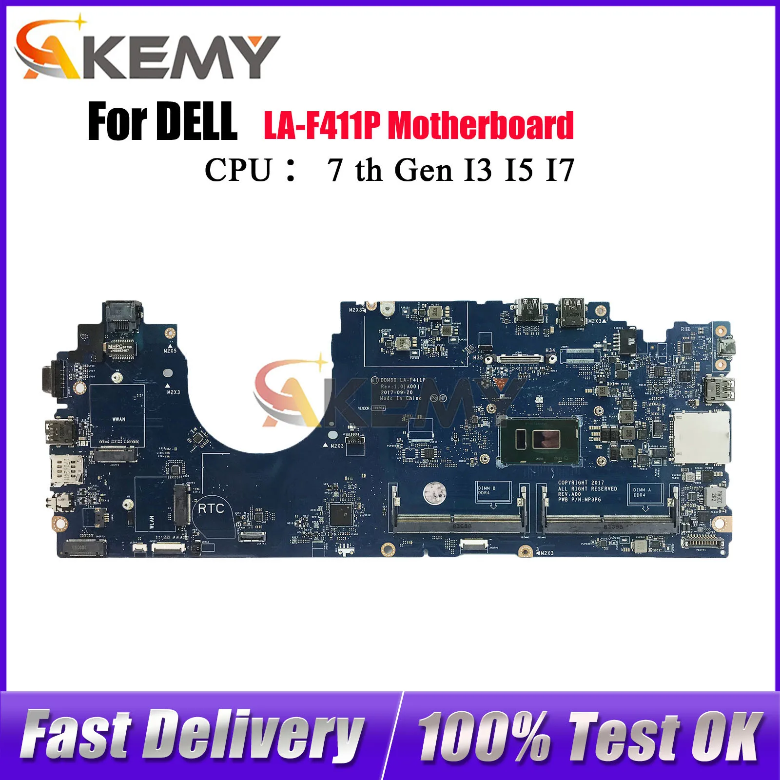 

Материнская плата для ноутбука Dell Latitude 15 5590 LA-F411P с процессором I3 I5 I7 7 8 0CJWKW 0PTD05 0VJF9H 0VT64T протестирована нормально