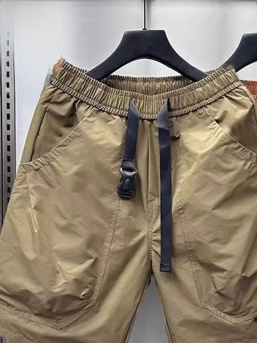 

Loose Breathable Casual Workwear orts Men's Five-Quarter Beach Pants American Sle Large kets Comfortable Summer Trousers