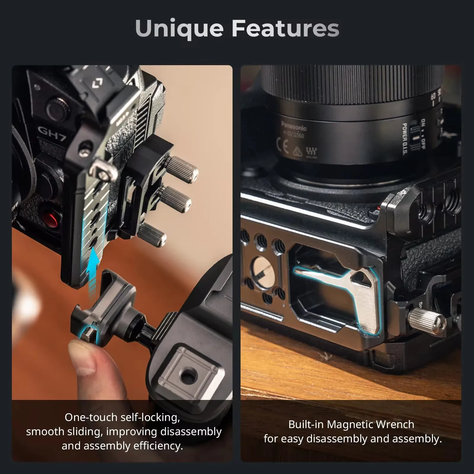 SmallRig HawkLock Quick Release Cage for Panasonic LUMIX GH7 / GH6,Quick Release Design, Arca-Swiss for DJI and Tripod 4824