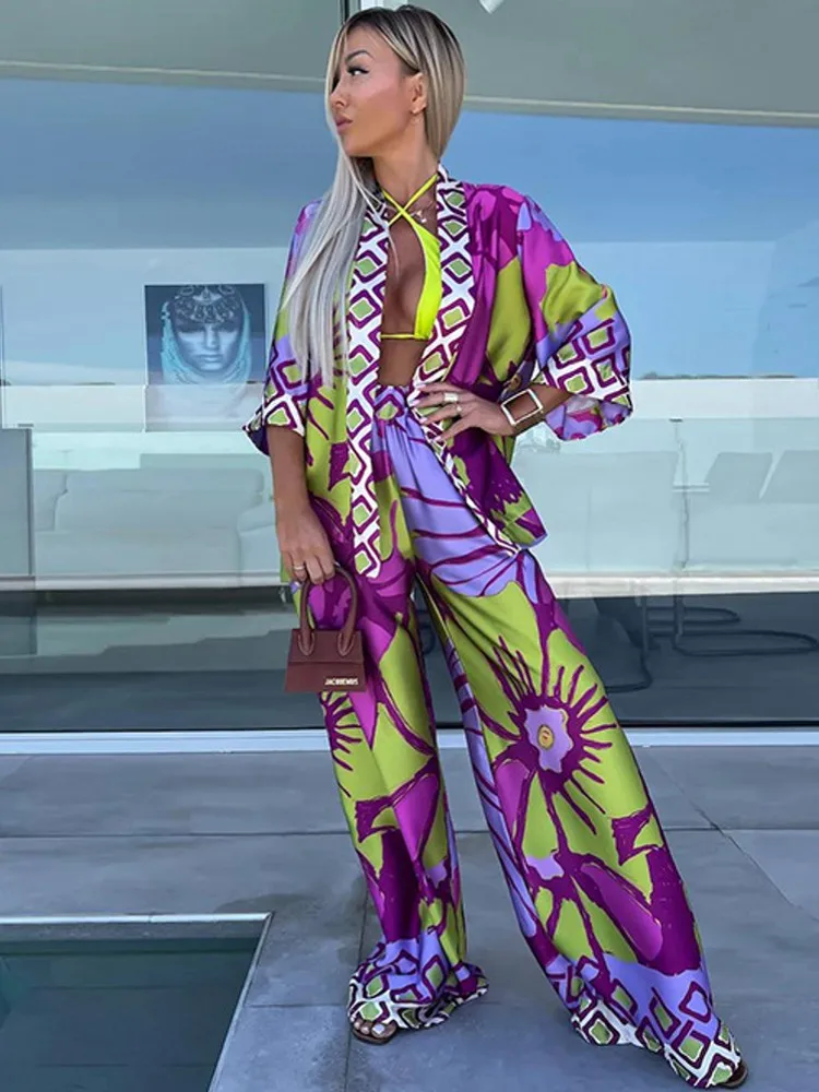 Conjunto africano de dos piezas para mujer, ropa africana, traje con estampado de flores, Top y pantalones súper elásticos para fiesta, moda Dashiki