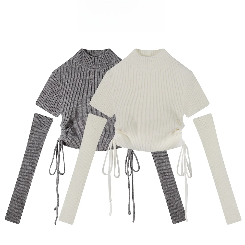 

JiaGeLin женский белый вязаный свитер Camere Dstring Slim Fit осень-зима модная база irt f с высоким воротником Lon...