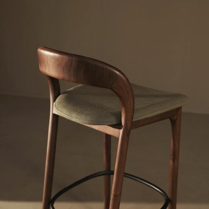 modern simple solid wood high stool black walnut bar  front desk high chair for home use