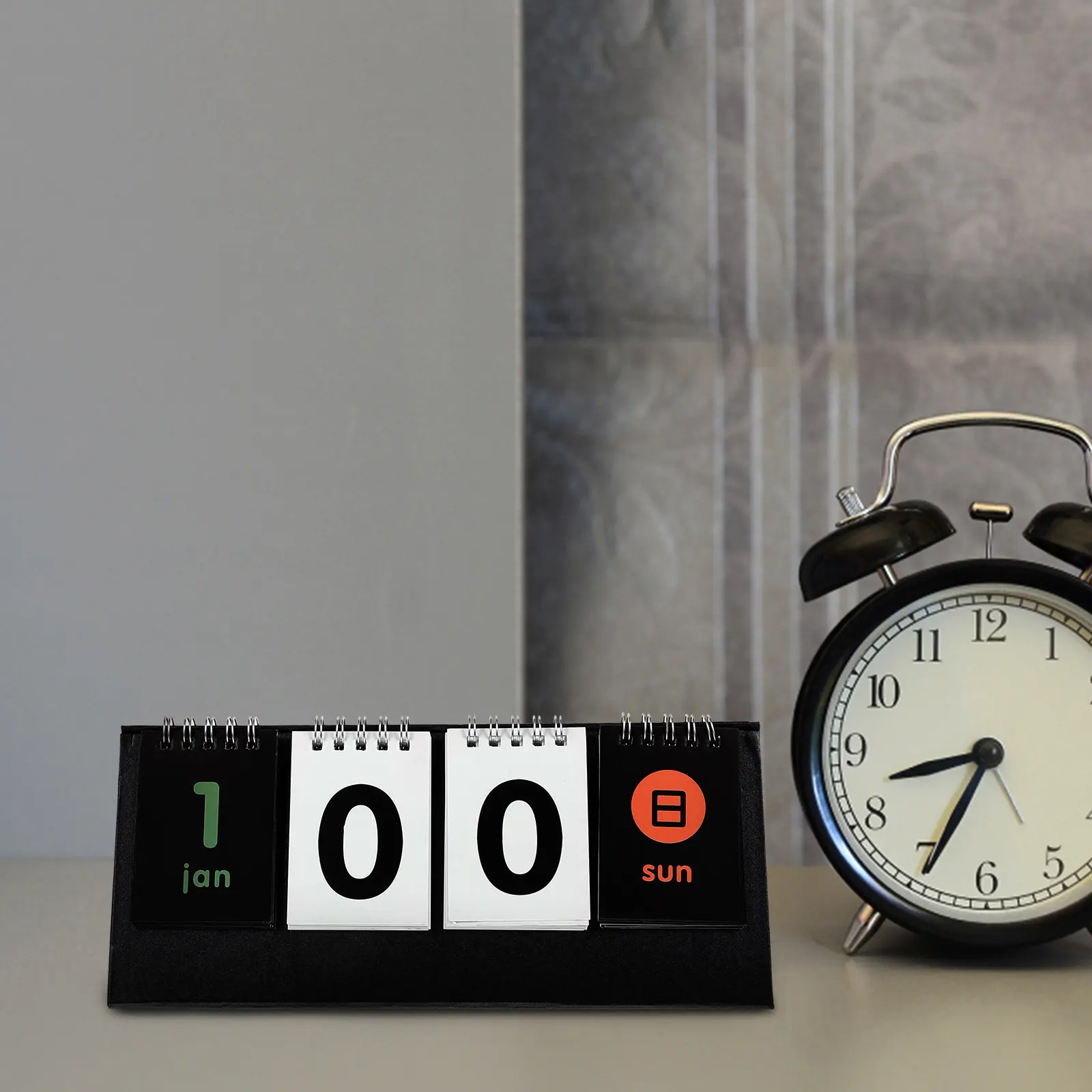 Black Reversible Desktop Perpetual Calendar Count Down Timer Score Board Style Modern Chic Desk Calendar Reusable No Year