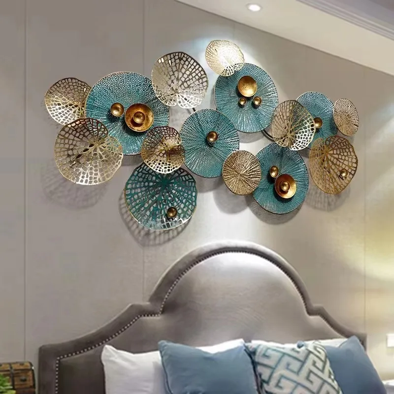 Metal art wall flower living room background wall lamp luxury home