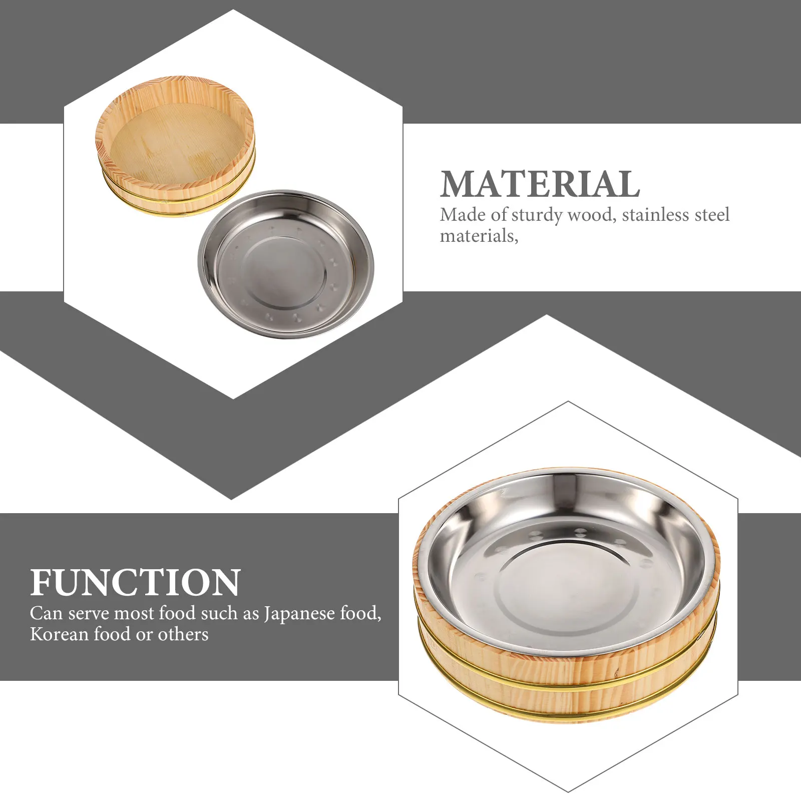 

1 set 1 Set Japanese Sushi Bucket Wooden Rice Bowl Large Capacity Food Storage Container For Restaurant Kitchen Home Essentials