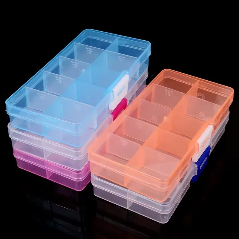1-4pcs 10 Slots ( Adjustable) Plastic Jewelry Box Storage Case Craft Jewelry Organizer Beads Diy Jewelry Making