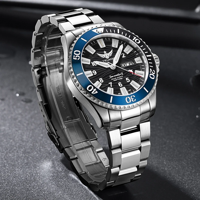 ييلانج V1217 300 متر ساعة غوص تعمل بالطاقة الشمسية اليابان VS43 سويسرية سوبر مضيئة شبح الماء مقاوم للماء الياقوت الألومنيوم الحافة Reloj #3