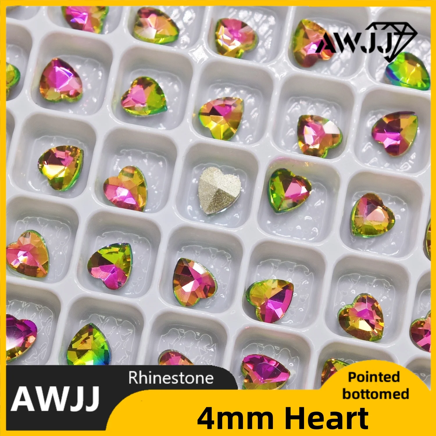 สีทั้งหมด 4 มม.มินิรูปหัวใจคริสตัลเพชรชี้ Bottomed อัญมณีใช้สําหรับต่างหูสร้อยคอเครื่องประดับเล็บอุปกรณ์เสริม