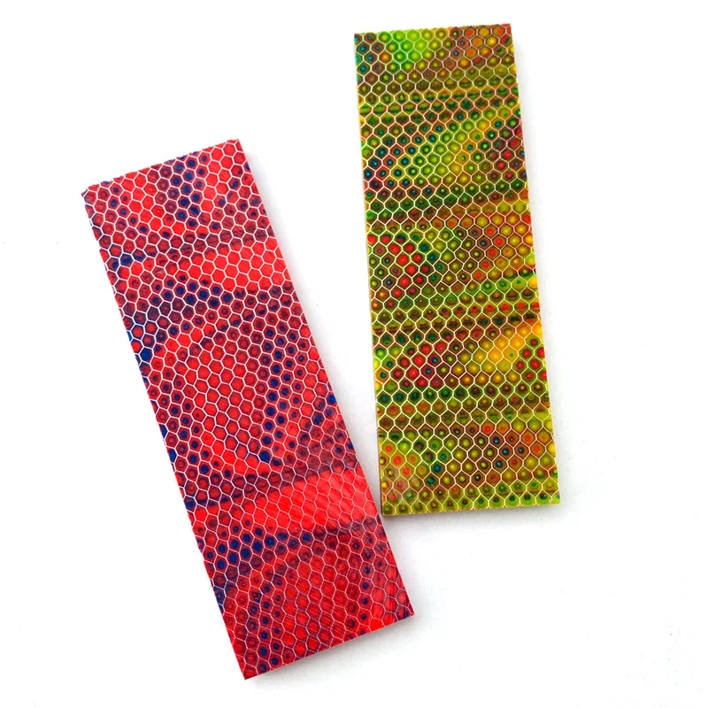 2pieces C-Tek Resin plate material DIY Knife making handle material snake skin honeycomb resin plate patch material 120x40x8mm