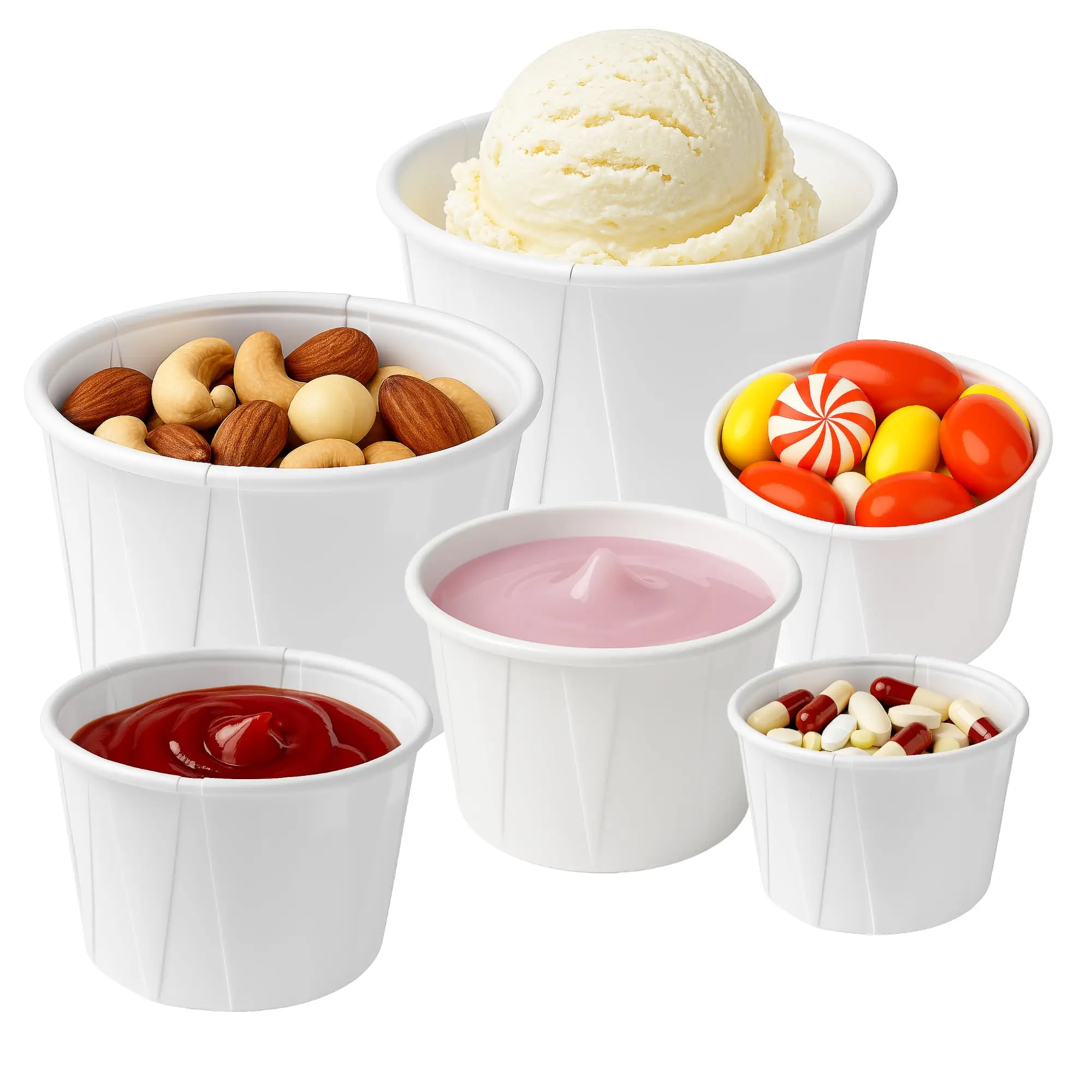 Fotografia 6: Copos de Papel Descartáveis para Molho, Copos de Papel para Soufflé, Copos Pequenos para Condimentos, Degustação de Comidas, Sobremesas e Serviços