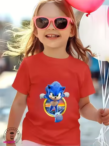 Hedgehog Sonic Boys T-Shirt Bundle Tails Knuckles Kids Clothes Summer Short Sleeved Shirt Cartoon Anime Children's Clothing
