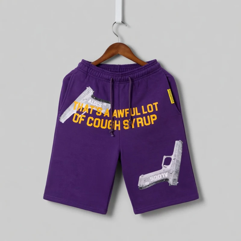 

American Style THAT'S A AWFUL LOT OF COUGH SYRUP Short Pants Letter Print High-quality Elastic Waist Sports Pants