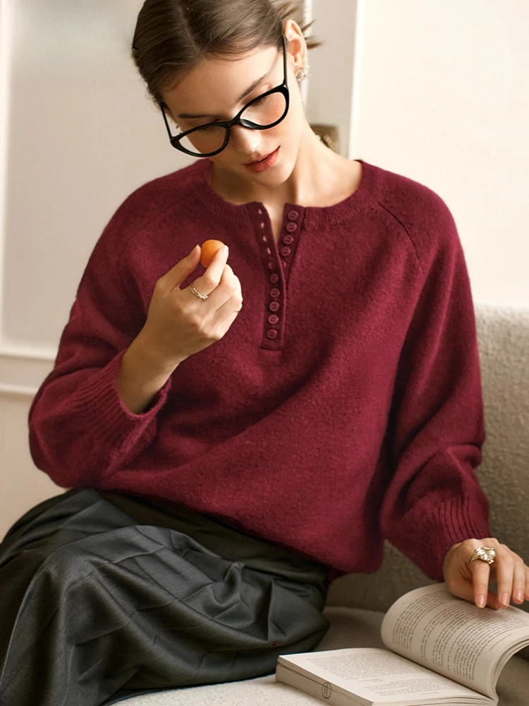 

OLrain женские французские свитера однотонные пуловеры с круглым вырезом и длинными рукавами для поездок на работу теплые свободные вязаные джемперы женская одежда O56DM95521