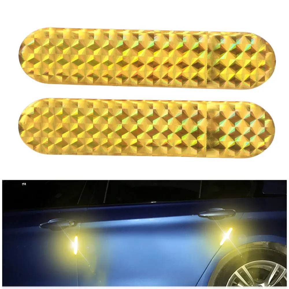 2Pcs Auto Decal Night Lamp Car Reflective Strips Warning Tape Door Sticker Safety Mark Reflective Car Sticker