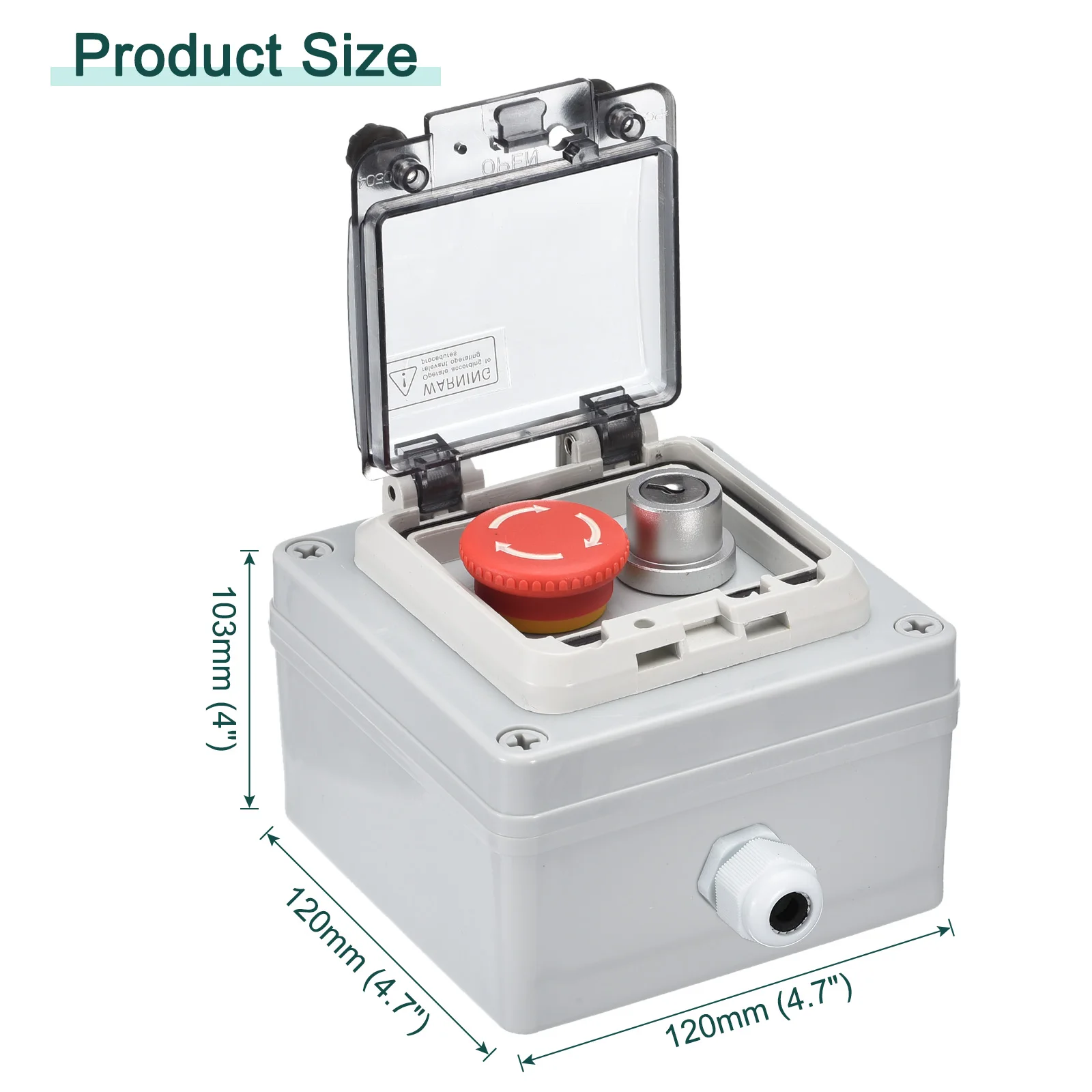 IP67 Waterproof Push Button Box ABS Lock Button E Stop Button for Indoor and Outdoor Electrical Communication Fire Equipment