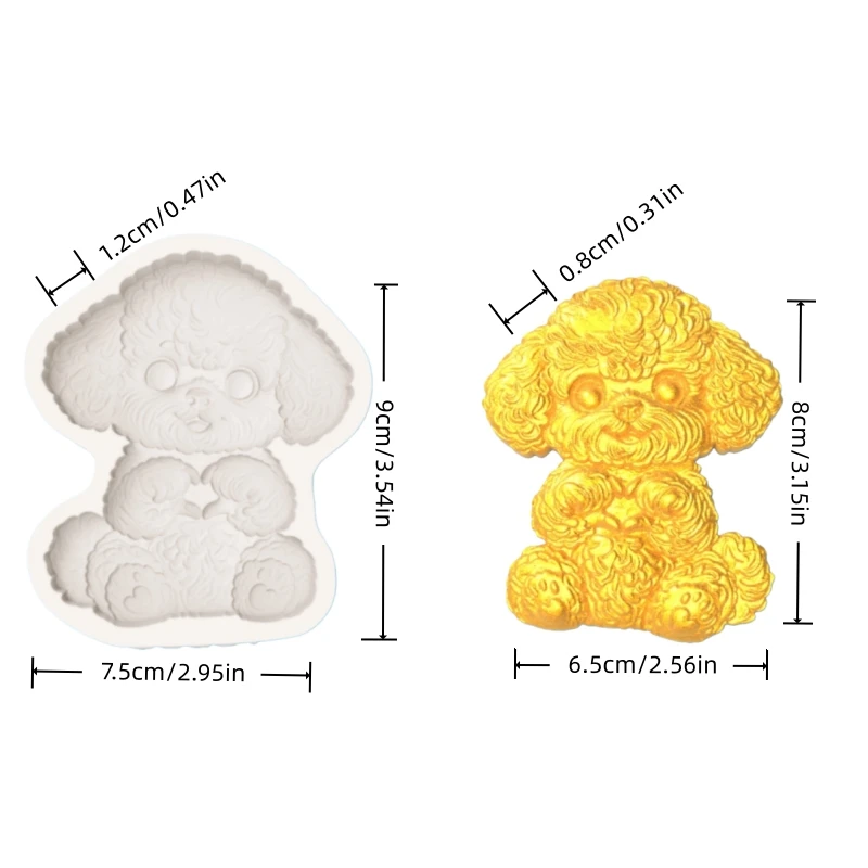 Silicone Mold of a Sitting Lop-Eared Puppy with Paws Folded in an Adorable Pose, Creative Mold for Making Dessert Chocolates