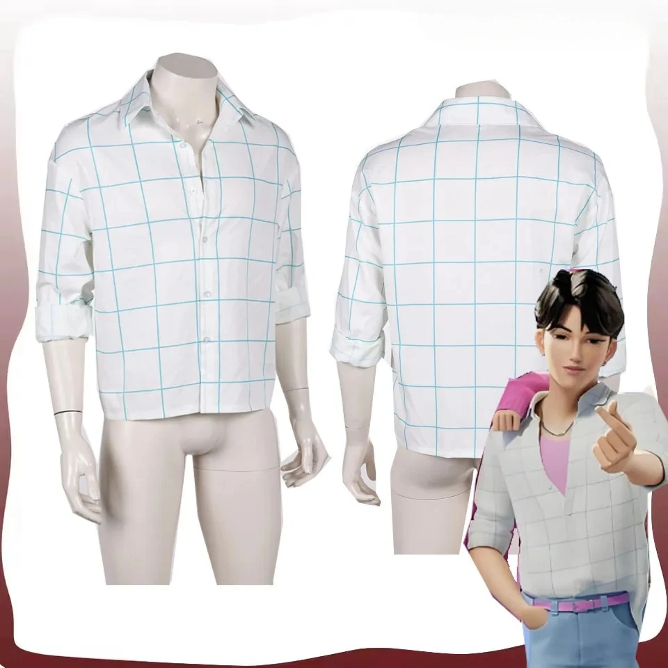 

Saja Cosplay Boys Jinu Plaid Shirt Demon Cartoon Hunters KPop Roleplay Costume Adult Men Male T-Shirt Top for Halloween Carnival