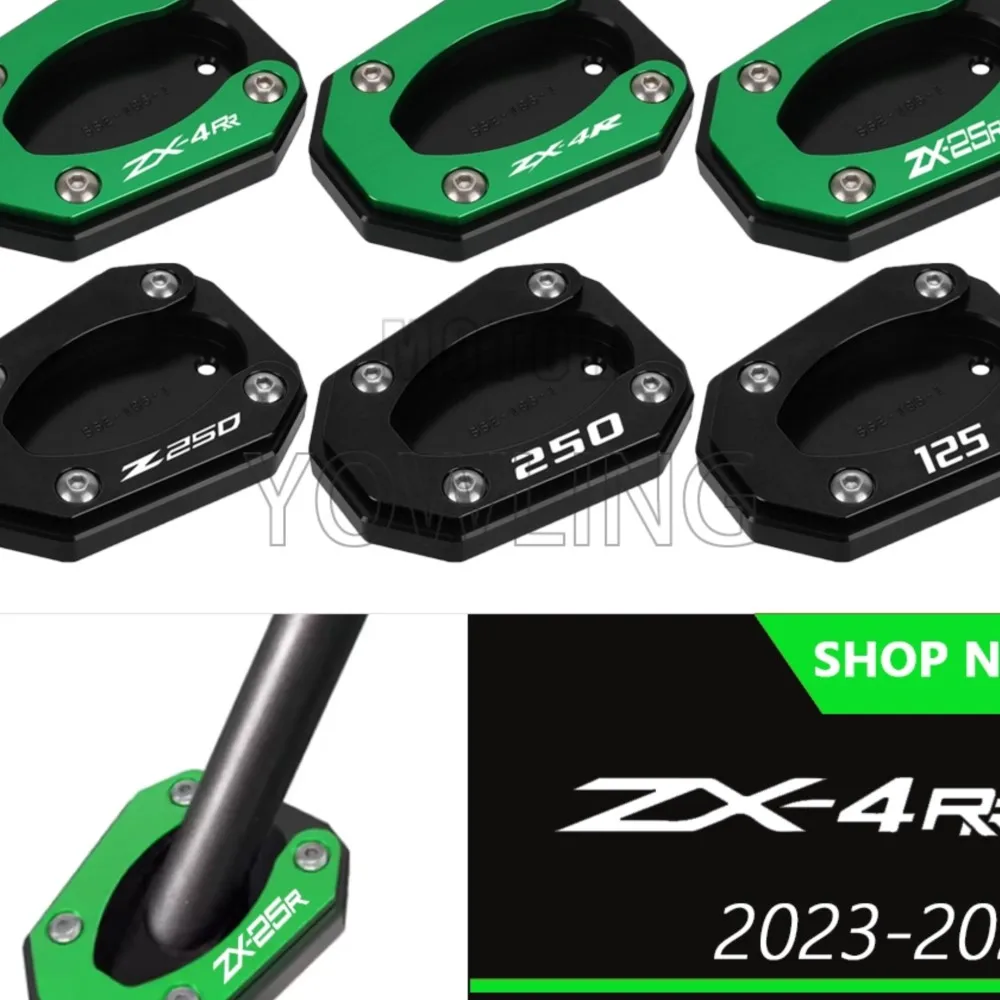 

Motorcycle For Kawasaki Z125 Z250 NINja 125 250 7 Hybrid ZX25R ZX4R ZX4RR 2019-2026 Side Stand Enlaege Plate Kickstand Extension