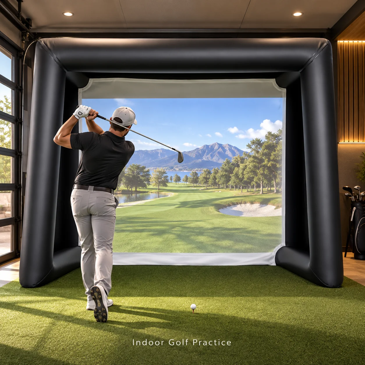 Inflatable Golf Simulator Tent, Impact Screen 3x1.52x2m, Indoor Golf Training Enclosure, Portable Practice Shelter