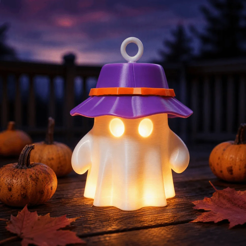 Warm Flickering Glow Ghost Night Light Ghost Shape Lightweight Campfire Table Lamp LED Light Portable Design Camping Lantern