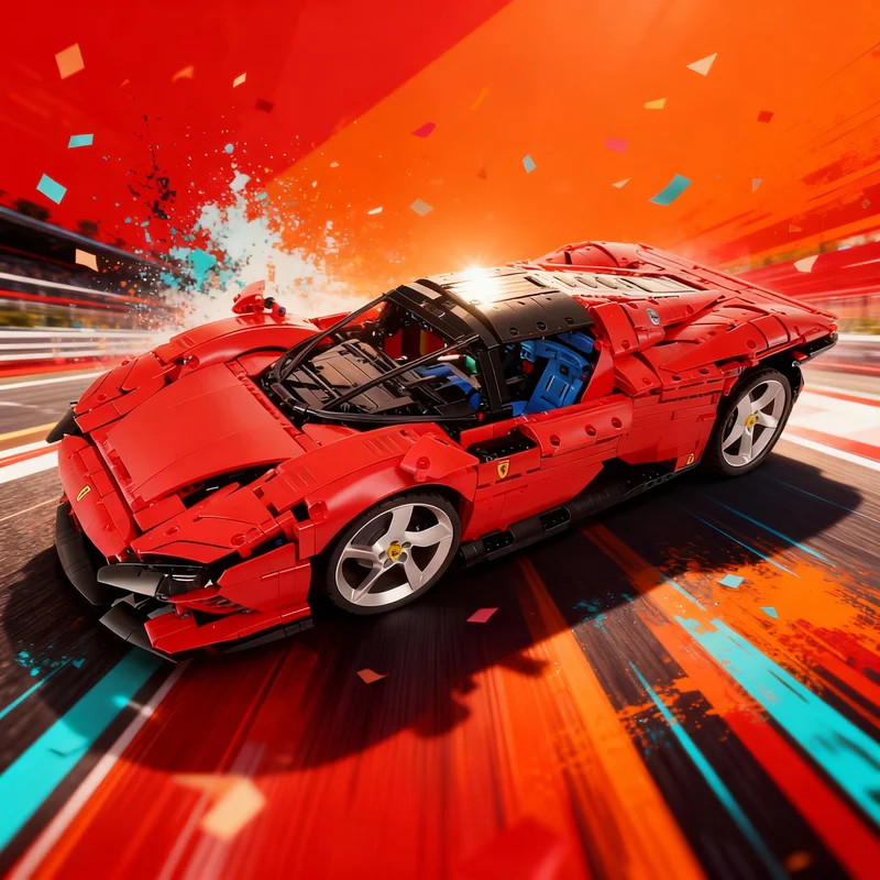 4069ピース MOC テクニカル フェラーリ デイトナ RC MOD パワードモーター モデルビルディングブロック アーキテクチャ DIY おもちゃ クリスマスギフト 教育玩具