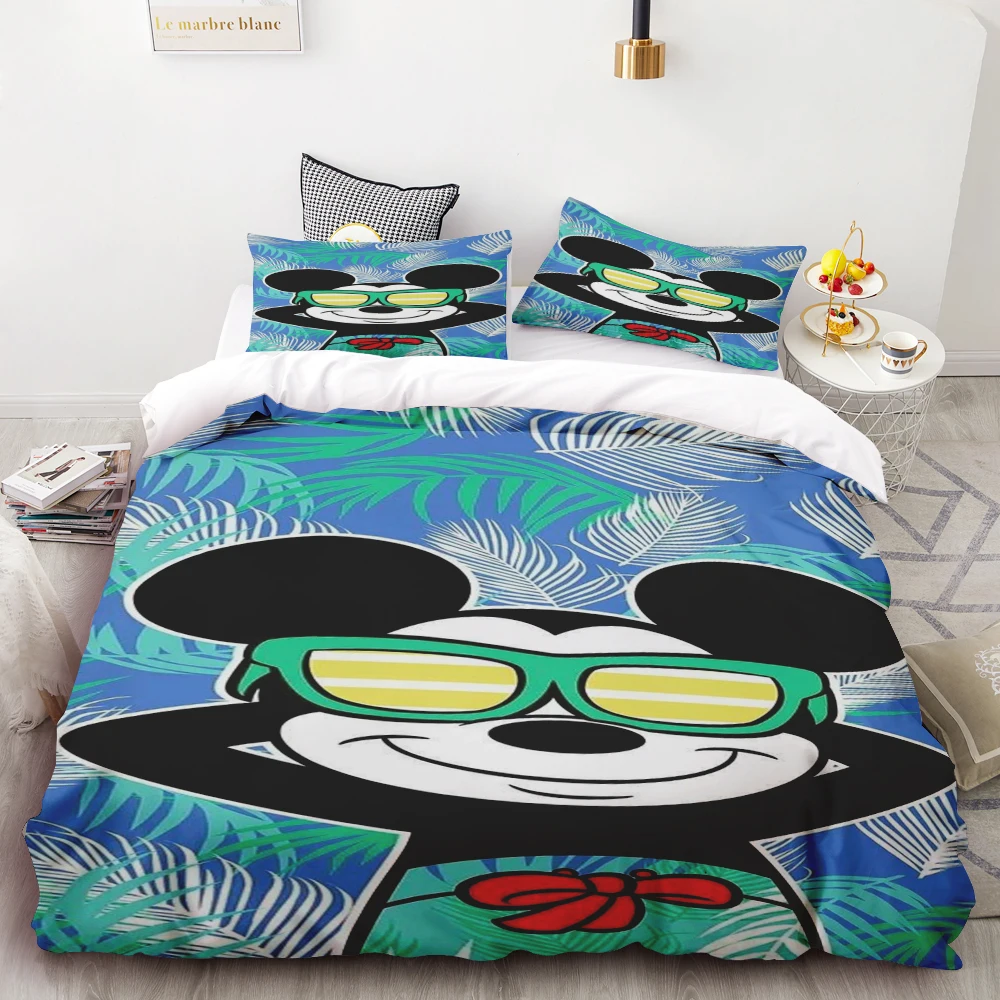 

Комплект постельного белья с принтом Микки и Минни Маус, из микрофибры, с мультяшным рисунком, для взрослых, с наволочкой, пододеяльником и покрывалом для спальни