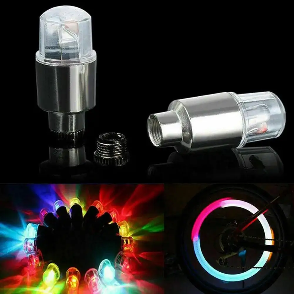 2PCS Colorful Gas Nozzle Lamp Car Auto Wheel Tire Tyre Air Valve Stem LED Light Cap Cover Accessories For Bike Car Motorcycle