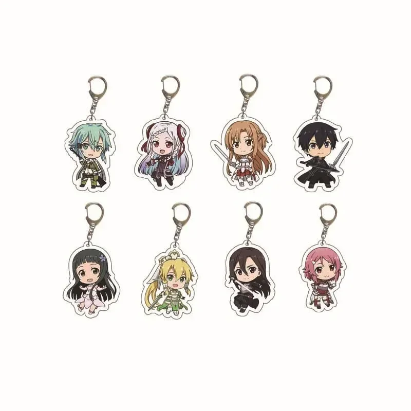 Hot Selling Anime Figure Kirigaya Kazuto Yuuki Asuna Ayano Keiko Key Ring HD Pattern Trendy Functional Acrylic Key Chain