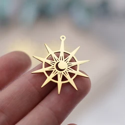 3pcs Sharp Rays of Light Star Moon Amulet Charms Stainless Steel Pendant for Jewelry Making Earrings Necklace Craft diy Material