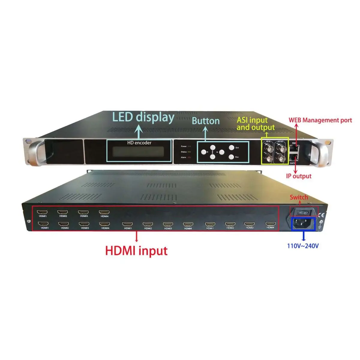 16 HD to IP/ASI encoder, 1080P Multi-Channel encoder, HD input and IP/ASI output, HD to IP encoder, HD to ASI encoder