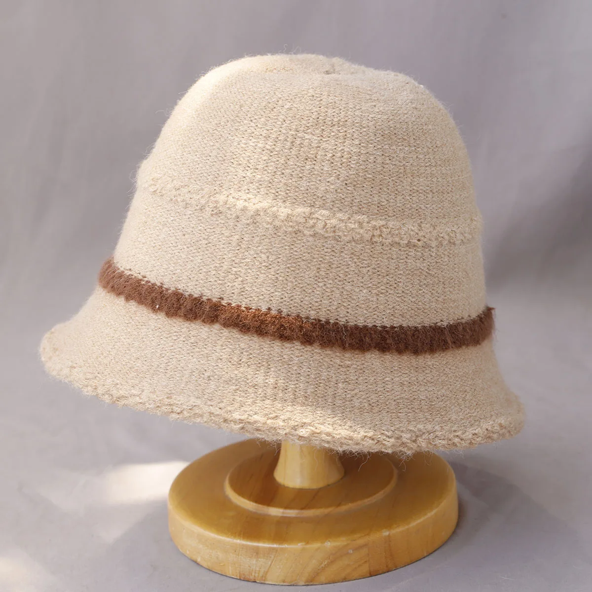 2025 شريط الصوف محبوك قبعة صياد للنساء في الخريف والشتاء قبعة بحافة لدفء الشتاء ، قبعة حوض الصوفية متعددة الاستخدامات #5