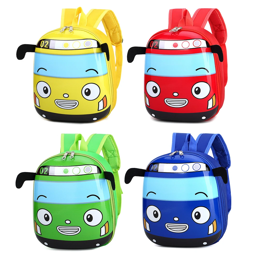 Mochila pequena do ônibus dos desenhos animados 3D, escola do jardim de infância Bookbag para meninos e meninas, ir para um outing, bonito