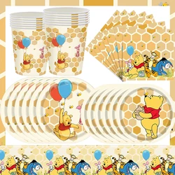 Disney Winnie the Pooh Party Supplies Bear Banner Balloon Cup Plates Napkins For Kids Baby Shower Birthday Party Decoration