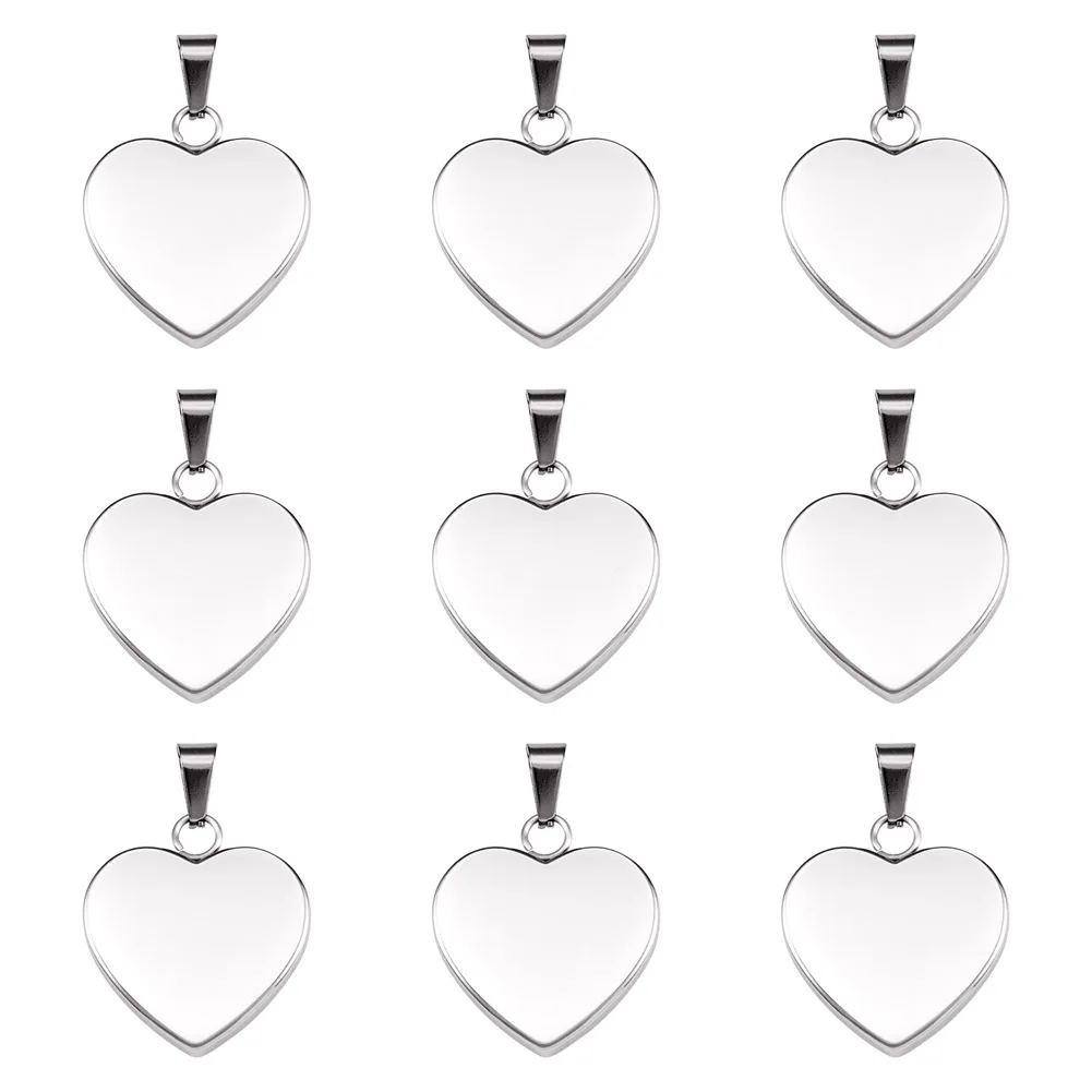 

10pcs Stainless Steel Heart Blank Stamping Tag Pendants For Earring Necklace DIY jewelry making Accessories