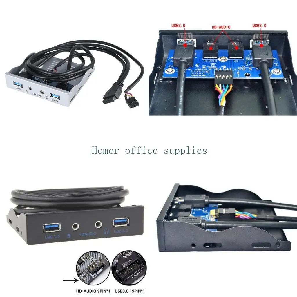 

K43B Black USB3.0 Передняя панель с 19PIN до 2XUSB3.0 для компьютерного нескольких устройств