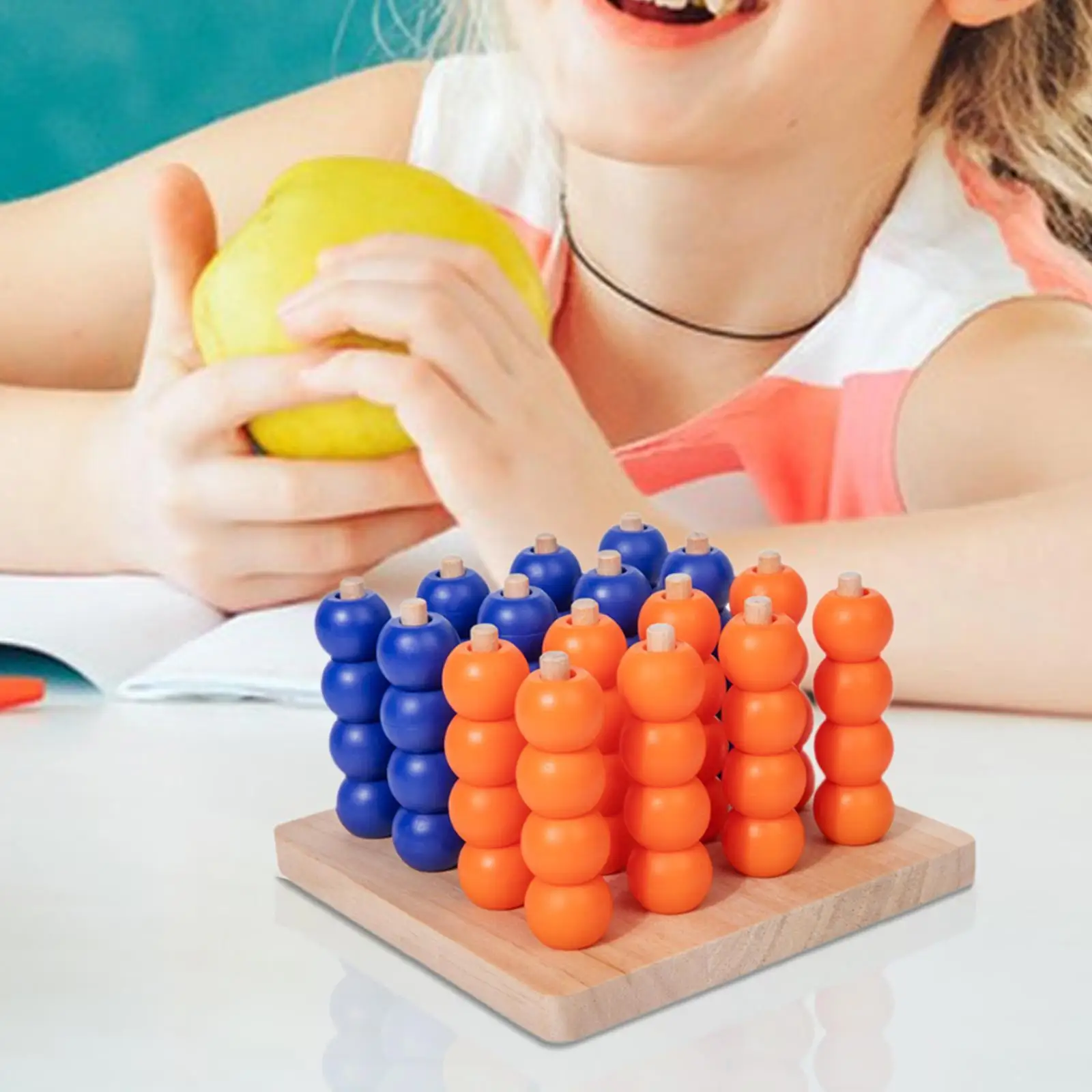 

Wooden Board Game for Desktop Traditional Travel Table Games Four in A Row Game for Adults Professional Team Classroom Families