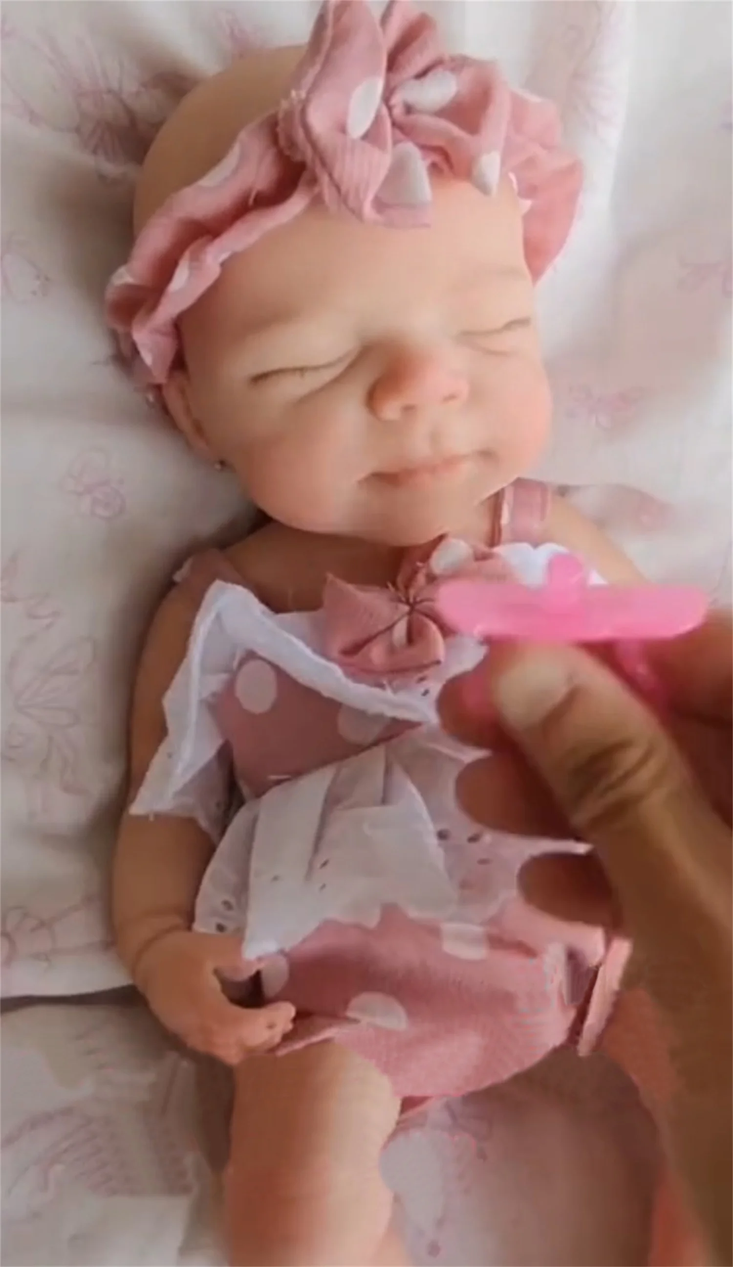 Can Open Mouth 13Inch Pascale Sleeping Pose Silicone Reborn Girl Doll With Painted Bald Cute Reborn bebé silicona For Kids' Toy
