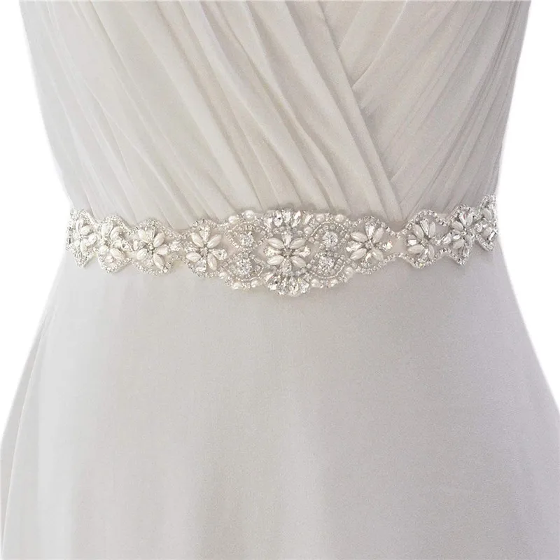 Perles ceinture de mariage cristal ceinture de mariée argent strass Satin ceinture de mariée pour maternité femmes robe de mariée accessoires