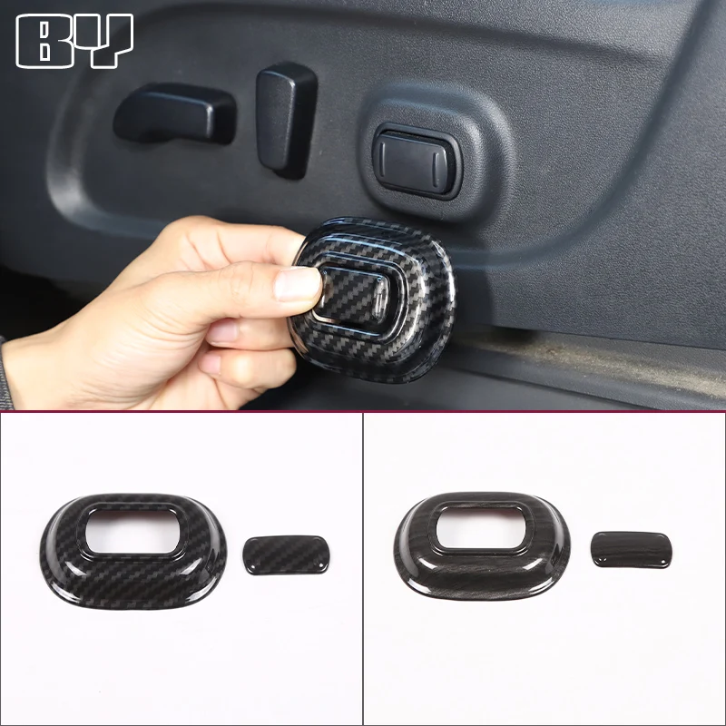 

For Nissan Titan 2016-2024 ABS Carbon Fiber/Black Wood Grain Car Seat Button Cover Sticker Car Interior Accessories