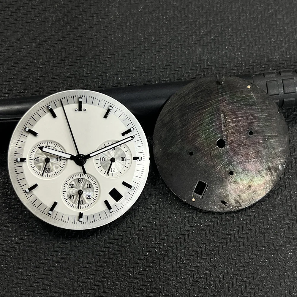 32.5MM compatible with VK63 movement dial green luminous multi-functional chronograph watch replacement parts