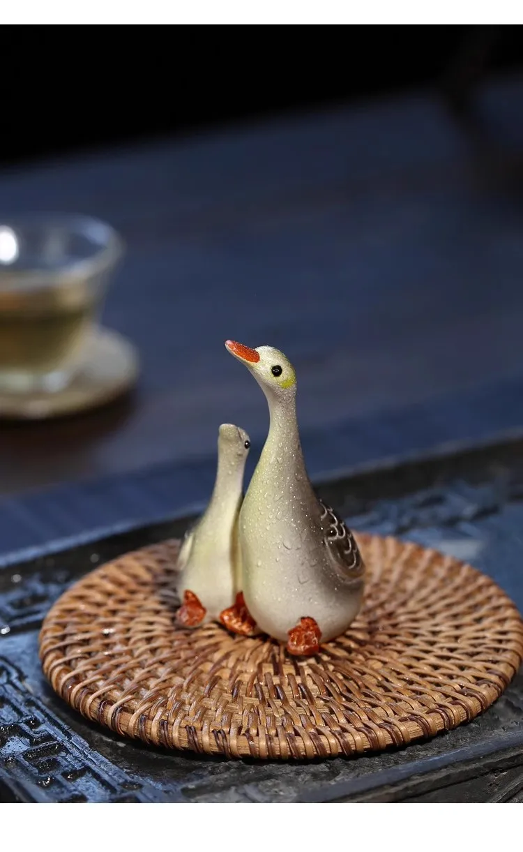 Rare old  Purple Clay Handcraft Enameled  YiXing Zi Sha Clay  (purple stoneware)Little Goose Tea Pet statue,Free shipping