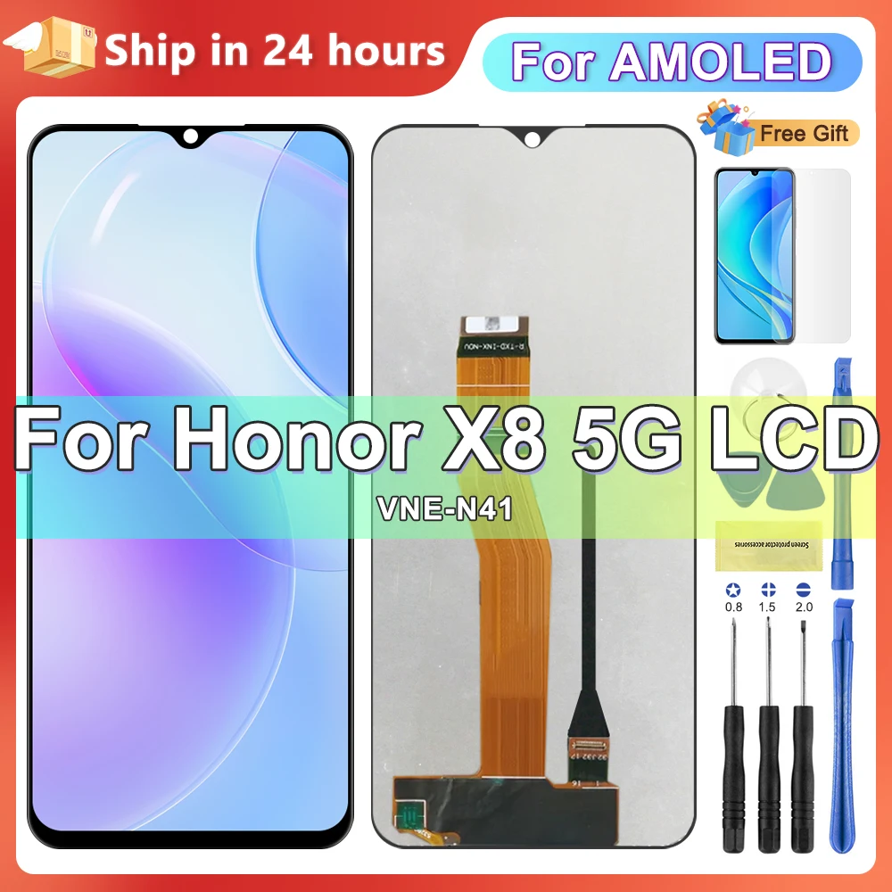 New For Huawei Honor X8 5G LCD Display VNE-N41 LCD Touch Screen Digitizer For Honor X8 5G VNE-N41 Display Assembly Replacement