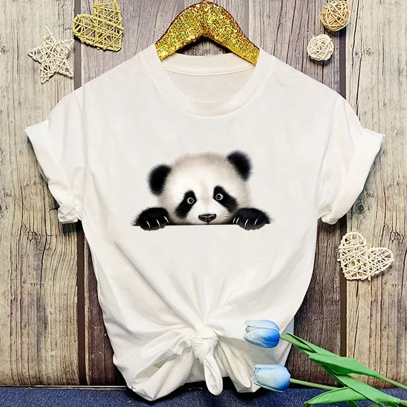 

2024 Mama Summer T-Shirts Hot Cute Panda Graphic T Shirt Women'S Fashion T-Shirts Short Sleeve Shirts Plus Size Tops Cool T Shi