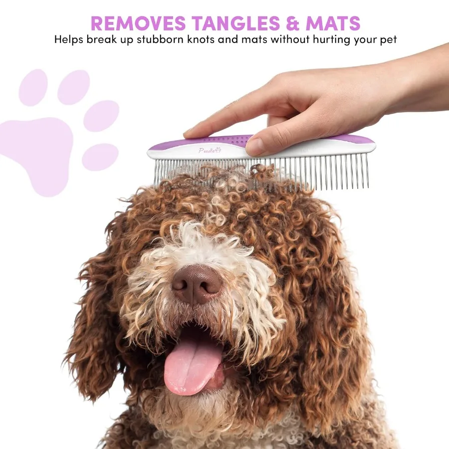 Расчески для собак Poodle для ухода за собаками, 2 упаковки зубов из нержавеющей стали, легко удаляют грязь и запутывание, идеально подходят для длительных и коротких волос P