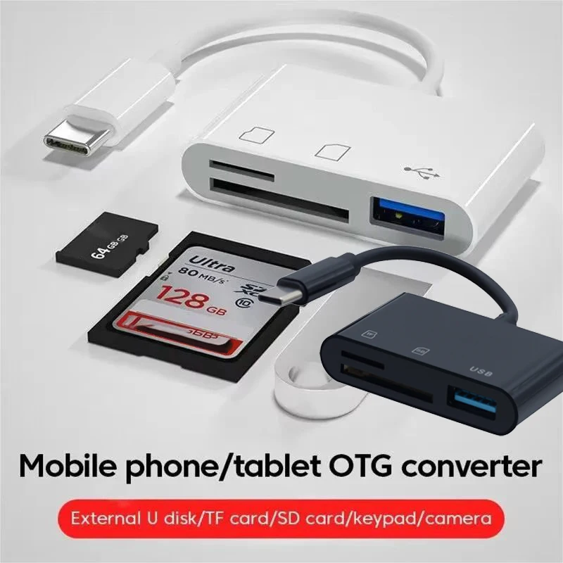 OTG 3in1 SD TF SIM قارئ بطاقات الذاكرة نوع C محول USB2.0 مسجل فلاش USB-C لماك بوك برو الكمبيوتر المحمول كاميرا الهواتف المحمولة