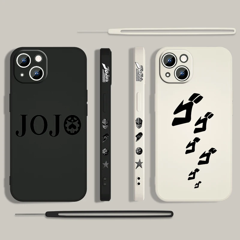 JoJo S Bizarre Adventure Logo Cassa Del Telefono Per Apple iPhone 15 14 13 12 11 Pro Max Plus 8 7 SE Liquido Corda Sinistra Capa copertura