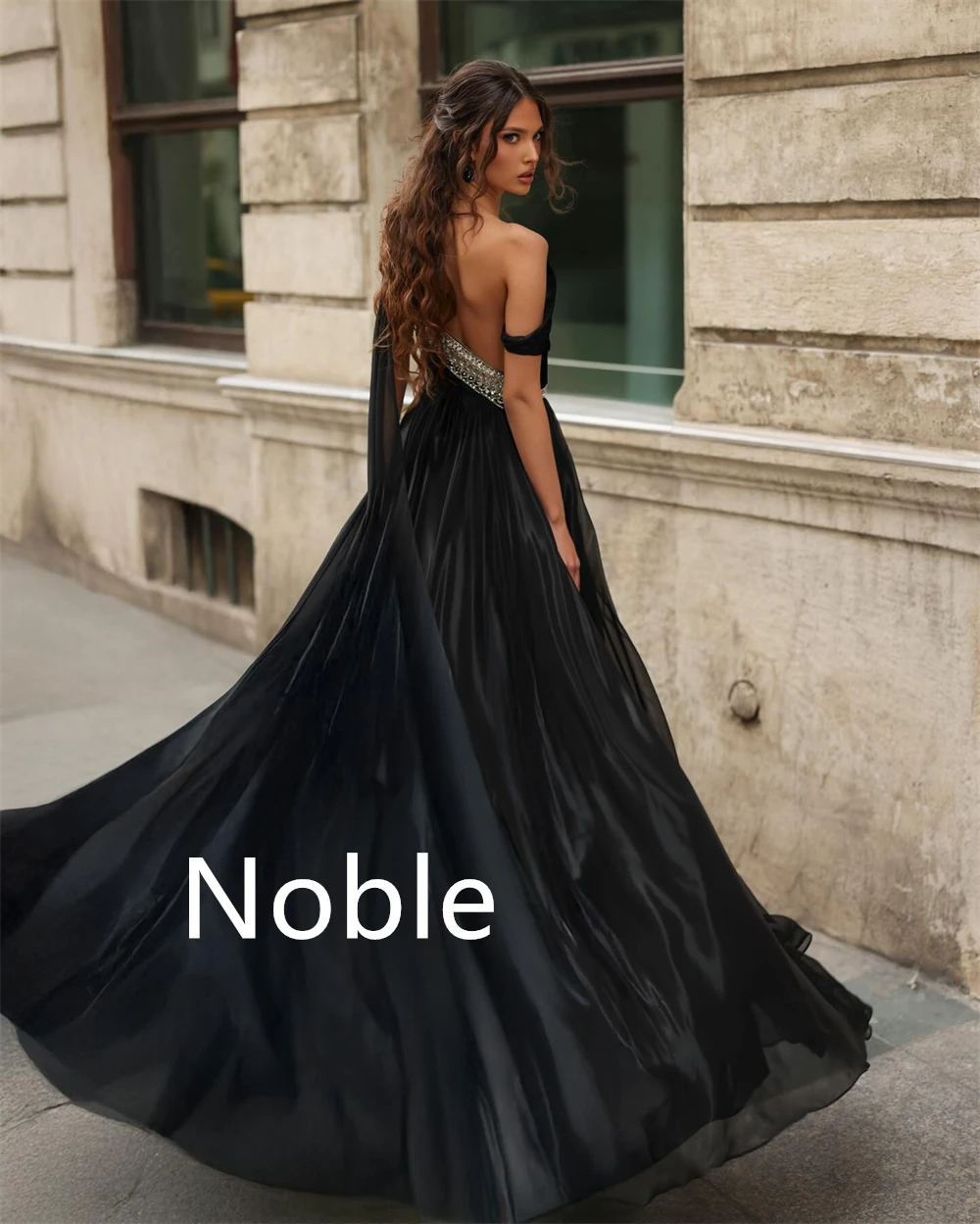 فساتين سهرة رسمية من الساتان الأسود مخصصة موضة كتف واحد فستان العودة للوطن ناعم سويب تراين فساتين مناسبة مخصصة #6