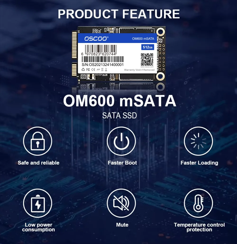 OSCOO mSATA SSD 128GB 256GB 512GB mSATA SATAIII SSD Disco rigido Disco a stato solido per laptop/Accessori per computer desktop